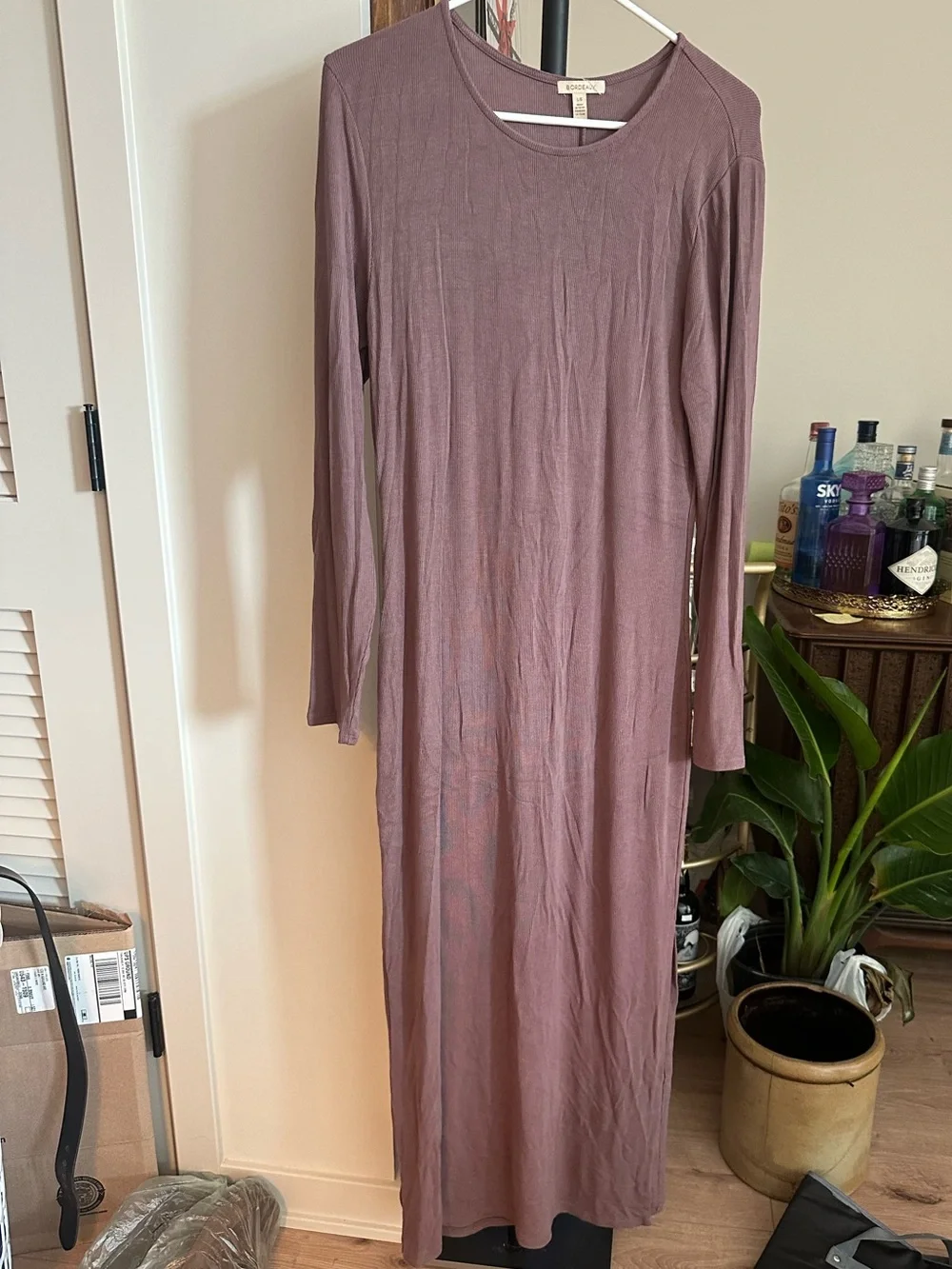 Anthropologie Bordeaux Long-Sleeve Maxi Dress